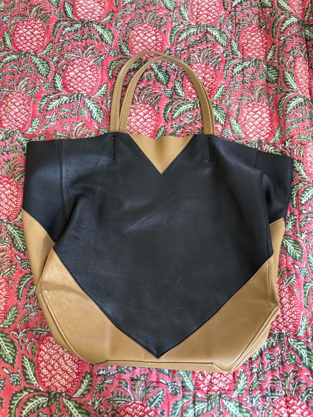 Celine Black & Tan Two-Tone Leather Tote - Picture 6 of 15